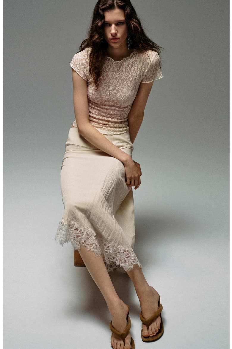 Floral Lace T-Shirt, Alternate, color, ECRU