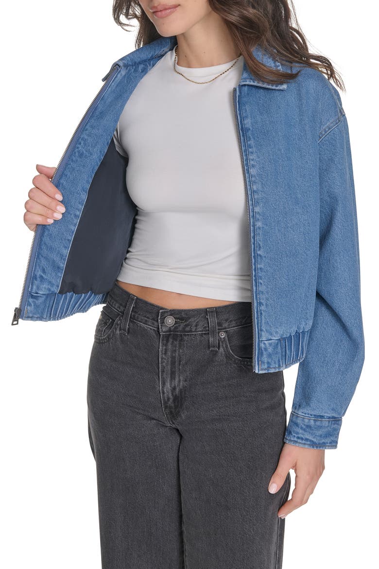 Denim Bomber Jacket, Alternate, color, MEDIUM WASH DENIM