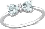 DELMAR Heart Bow Aquamarine & Diamond Ring - 0.015ct.