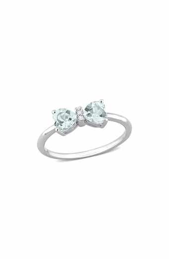 DELMAR Heart Bow Aquamarine & Diamond Ring - 0.015ct.