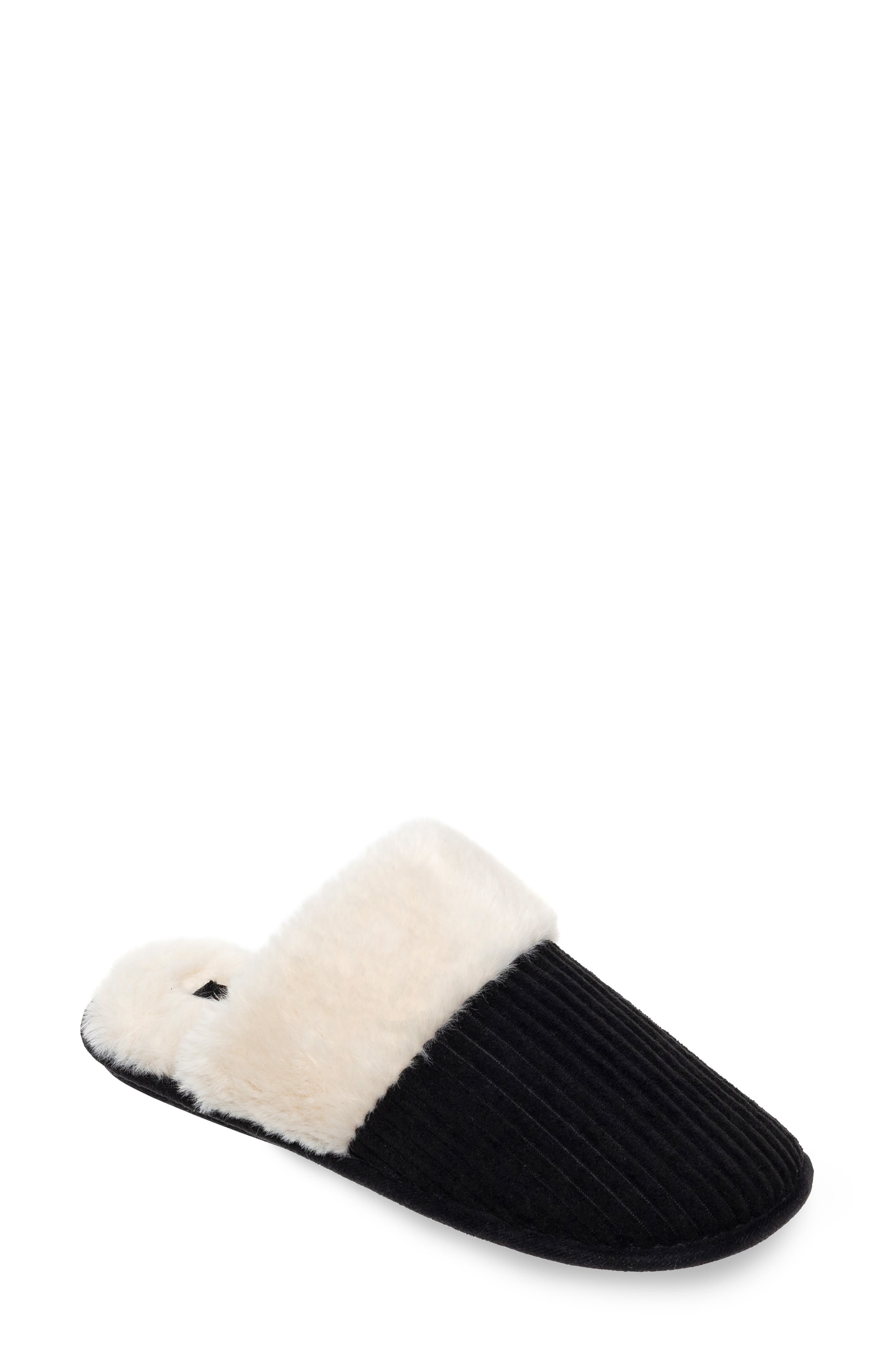 CUDDL DUDS Faux Fur Lined Corduroy Scuff Slipper, Main, color, 