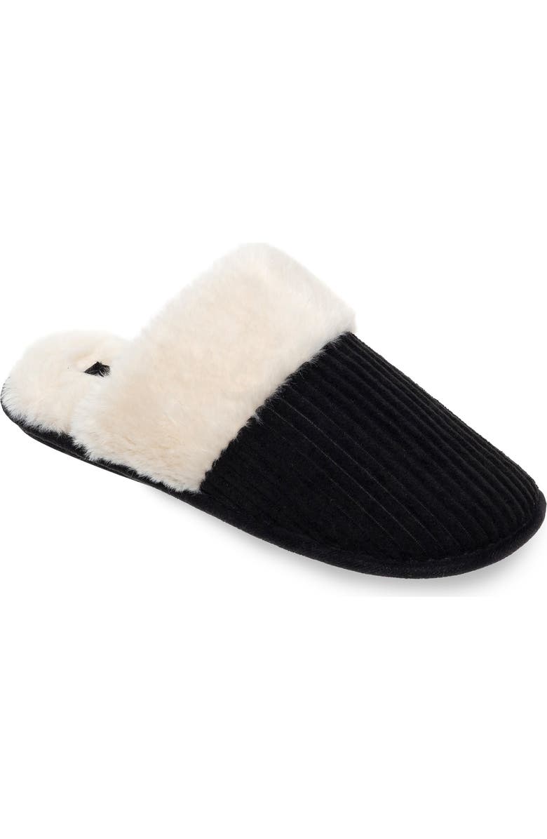 CUDDL DUDS Faux Fur Lined Corduroy Scuff Slipper, Main, color,