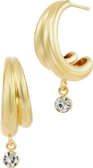 SAVVY CIE JEWELS Cubic Zirconia Drop Double Hoop Earrings