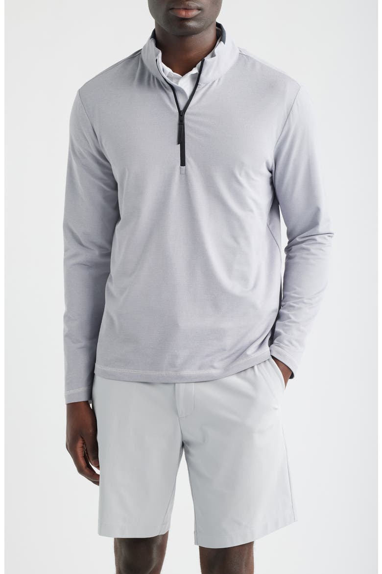 Quarter Zip Performance Golf Pullover, Main, color, LIGHT GREY MELANGE
