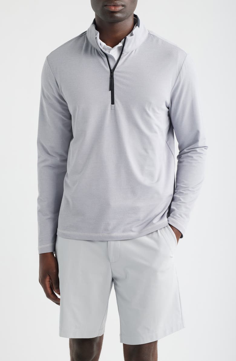 G/FORE Quarter Zip Performance Pullover, Main, color, Light Grey Melange
