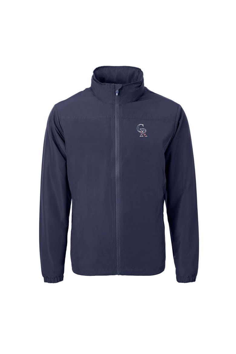 Men's Cutter & Buck  Navy Colorado Rockies Americana Logo Charter Eco Knit Recycled Full-Zip Jacket, Alternate, color, Navy