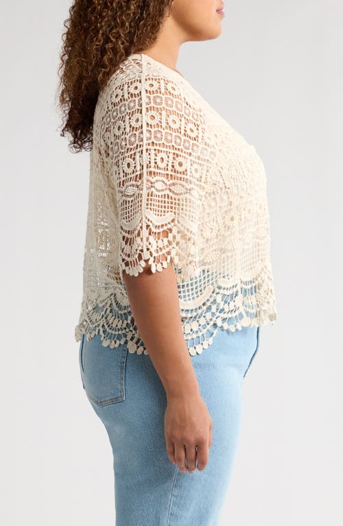 Liverpool Los Angeles Short Sleeve Lace Bolero In Antique Ivory