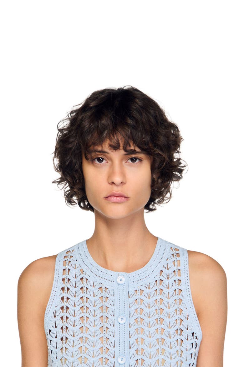 Beaded crochet cardigan, Alternate, color, Sky blue