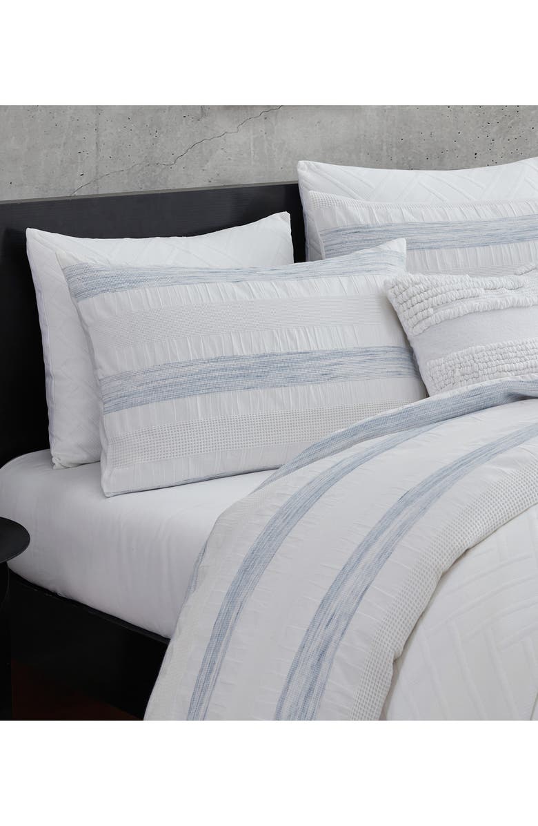 DKNY Waffle Stripe Comforter & Sham Set, Alternate, color, White/ Blue