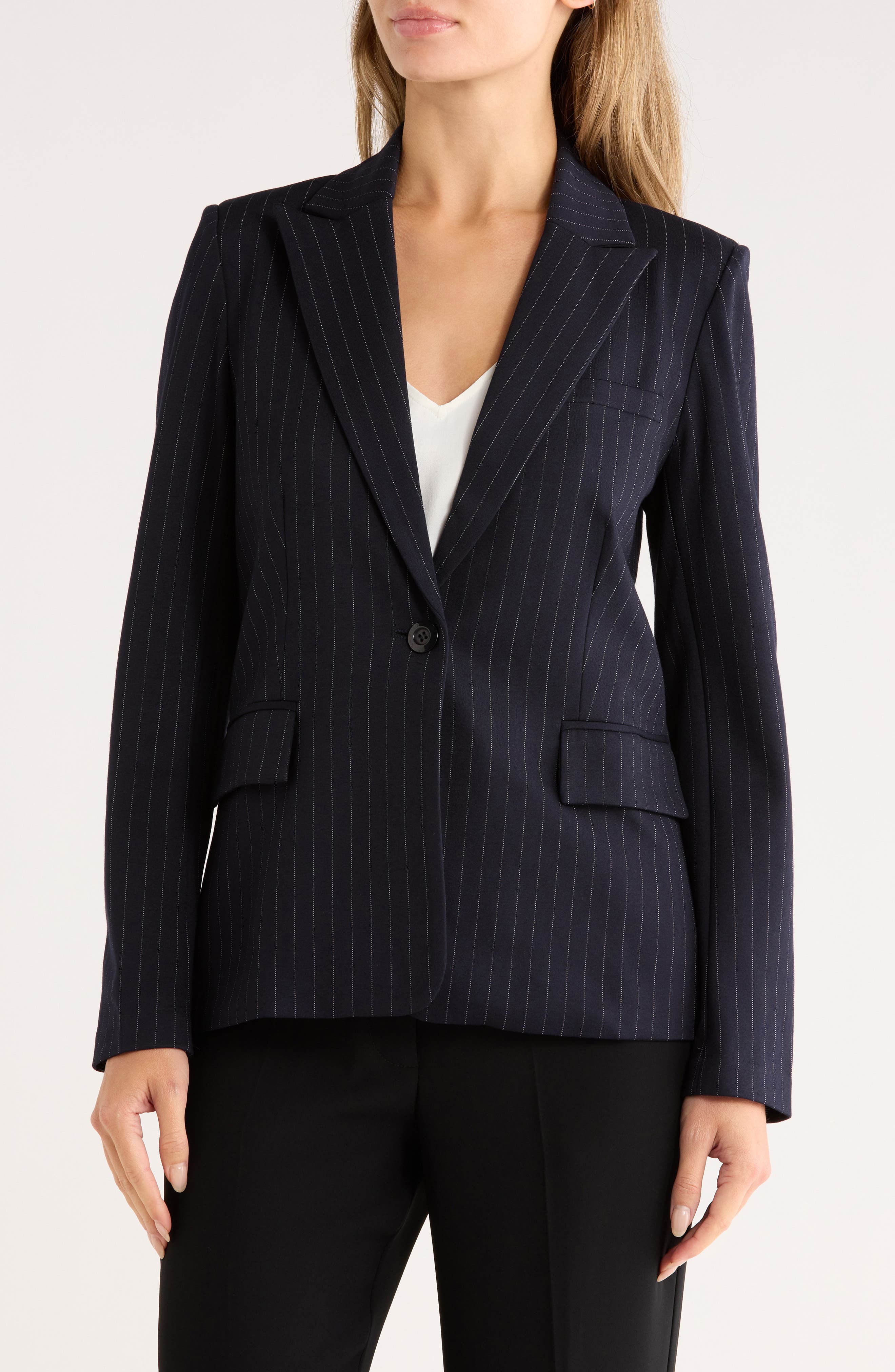 Amanda & Chelsea Pinstripe Ponte Blazer