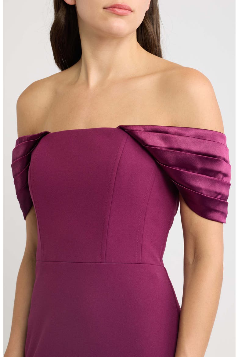 Off the Shoulder Mermaid Gown, Alternate, color, BURGUNDY