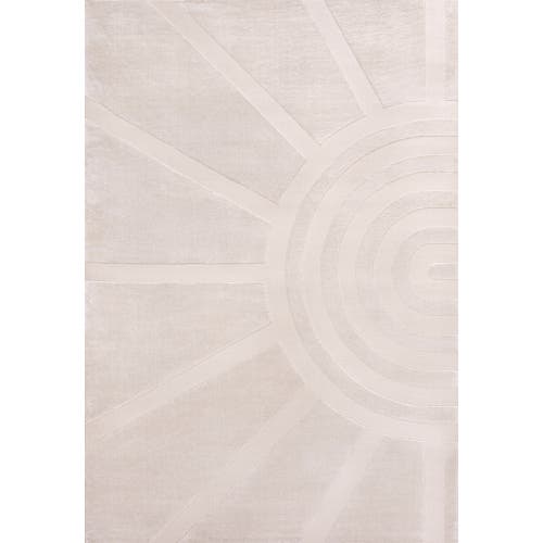 Jonathan Y Aelius Midcentury Scandinavian Abstract Sun Two-tone High-low Area Rug In White/cream