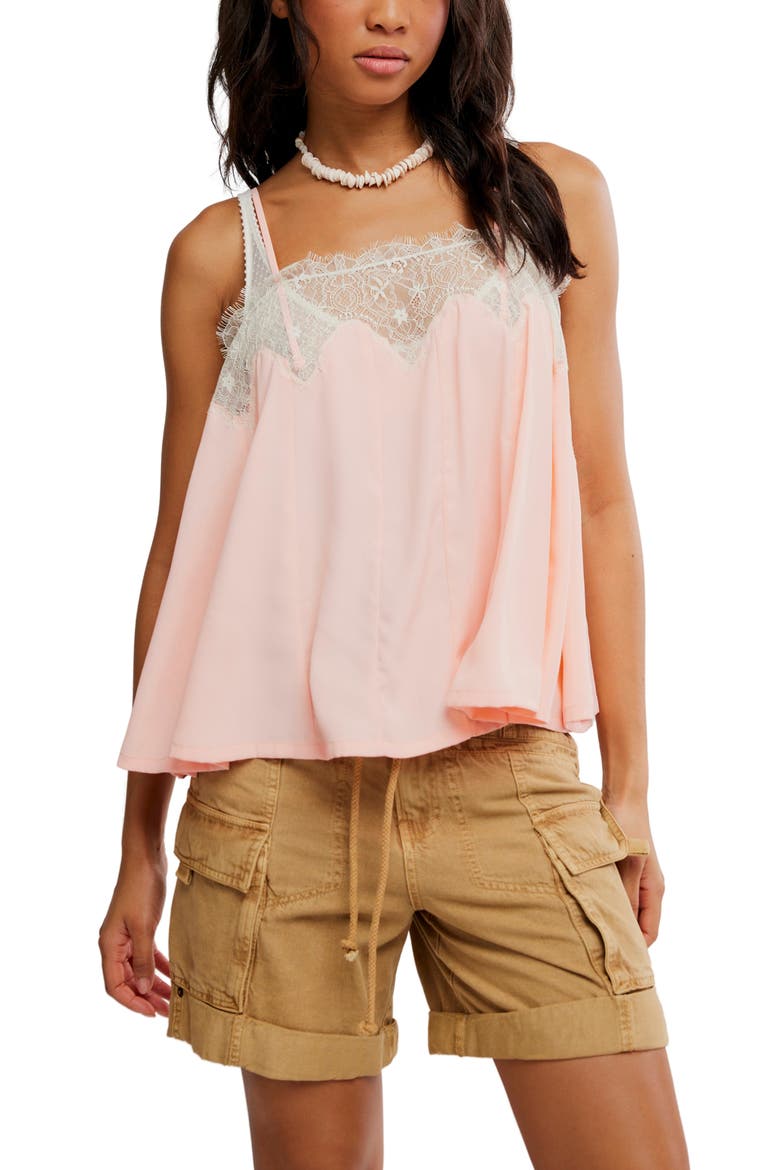 Make Me Yours Eyelash Satin Lace Camisole, Main, color, FLAMINGO FLAMENCO