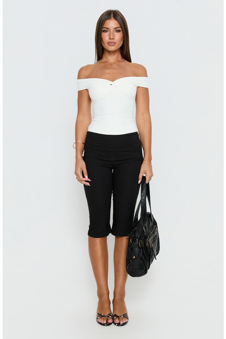 Maxeina Twist Off the Shoulder Crop Top, Alternate, color, WHITE