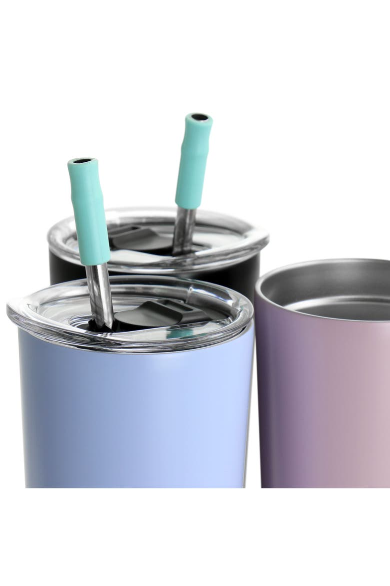 Java Quest 4 Piece 23 oz Stainless Steel Tumbler Set with Lids and Straws, Alternate, color, Blue