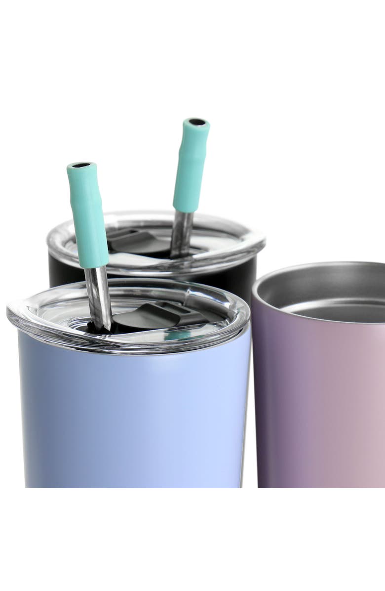 Mr. Coffee Java Quest 4 Piece 23 oz Stainless Steel Tumbler Set with Lids and Straws, Alternate, color, Blue