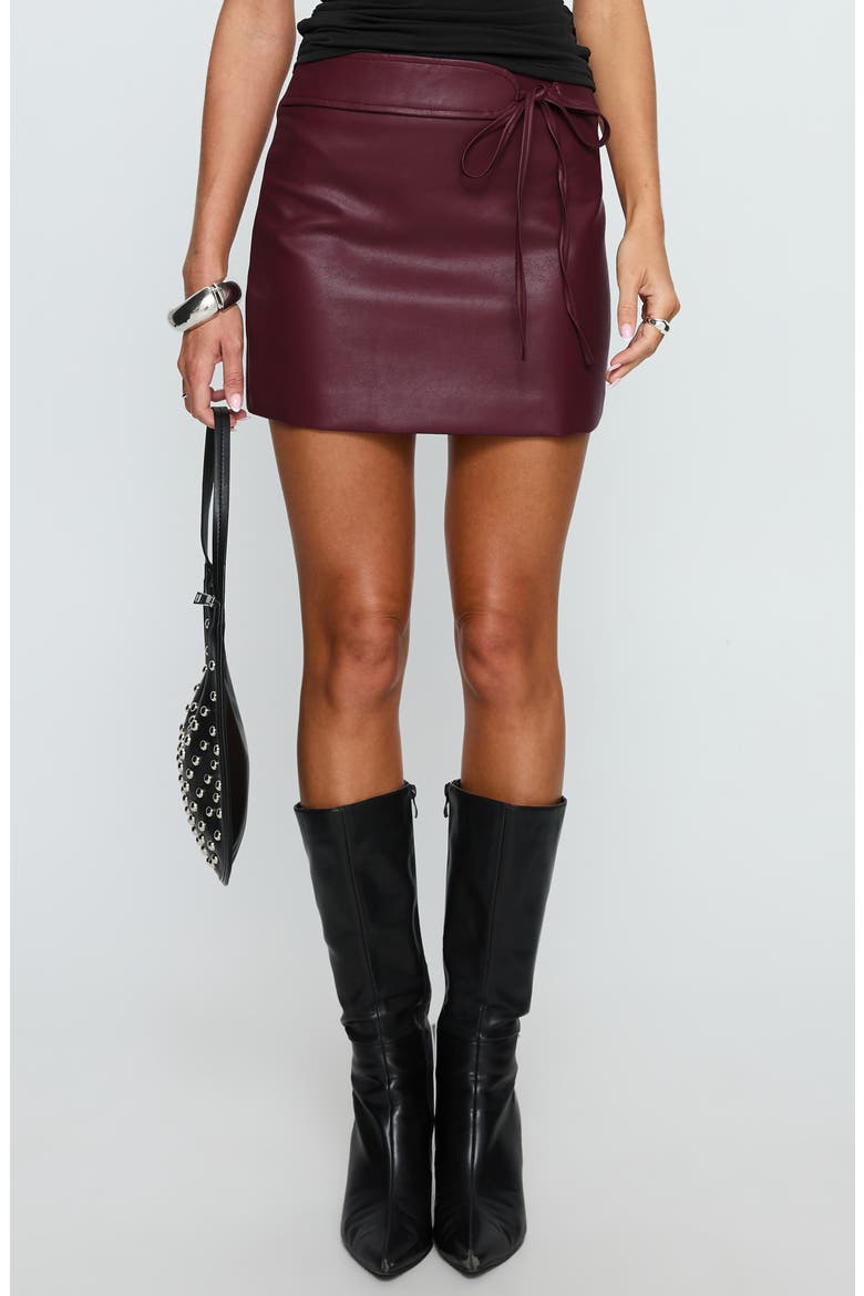 Moneyshot Faux Leather Miniskirt, Main, color, WINE