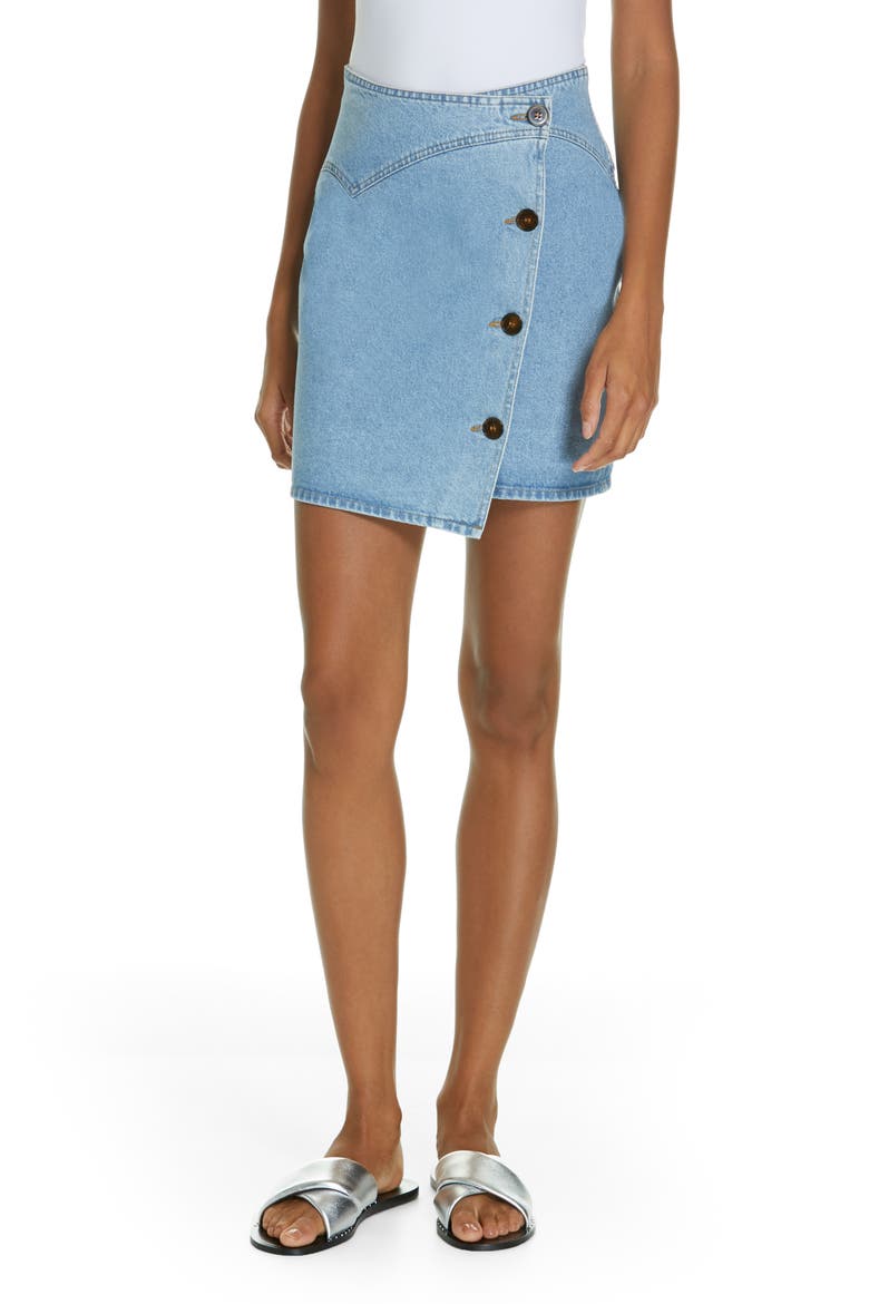 Amita Denim Wrap Skirt, Main, color, 80S WASH