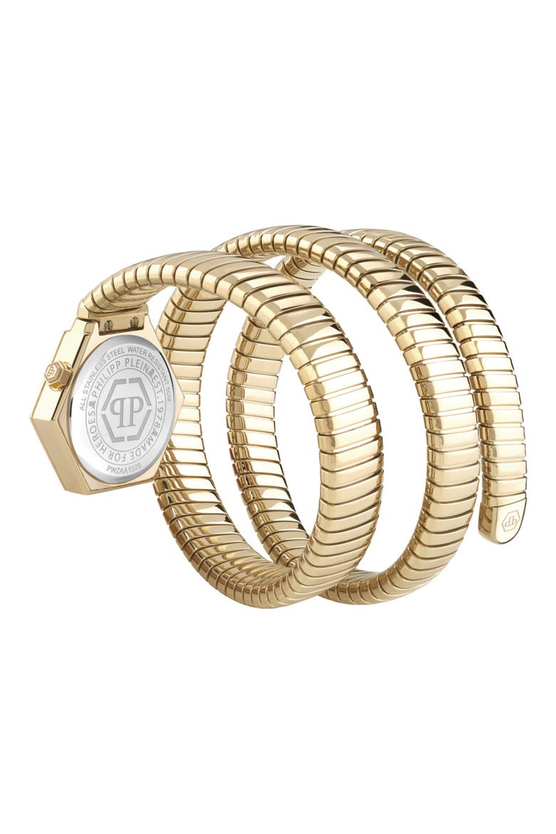 $nake Hexagon Spiral Bracelet Watch, 24mm, Alternate, color, IP YELLOW GOLD