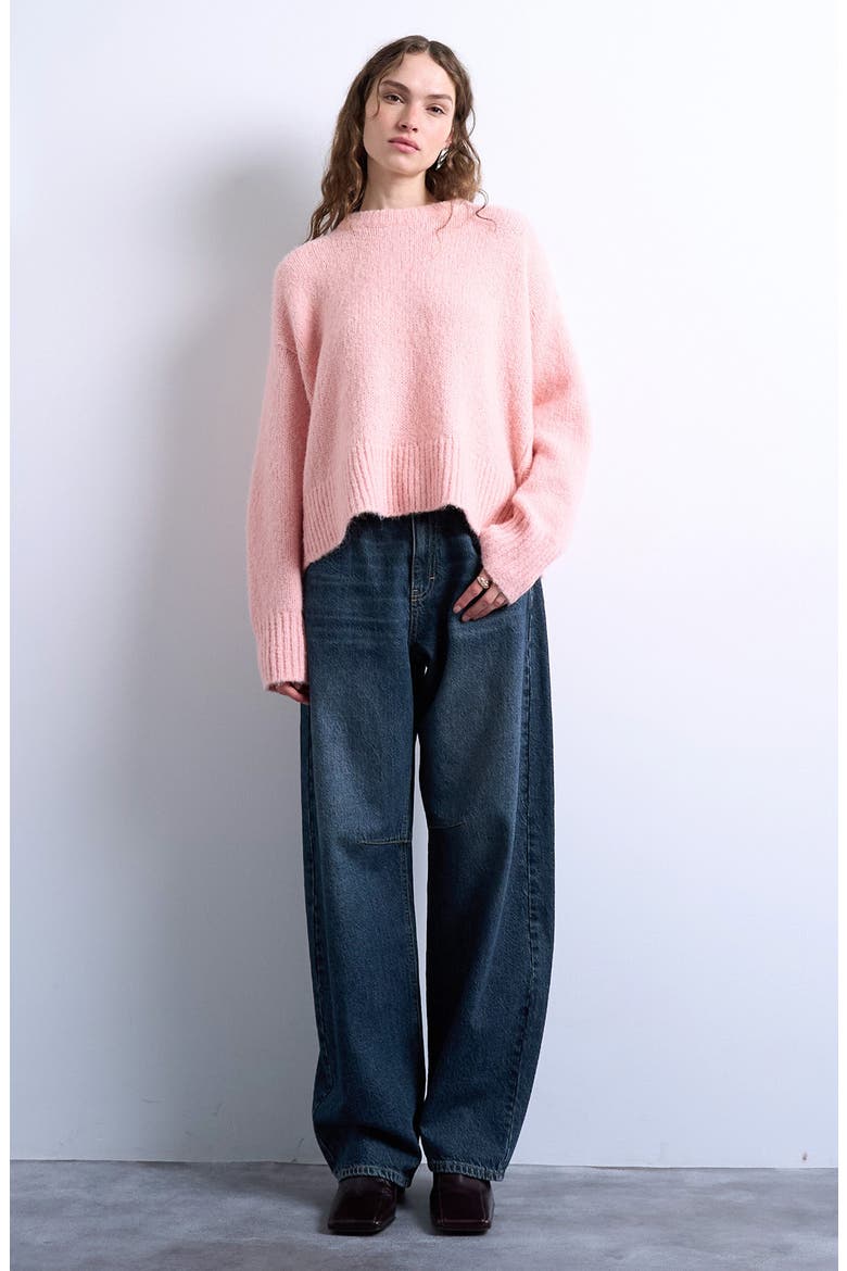 Fluffy Crewneck Sweater, Alternate, color, PINK