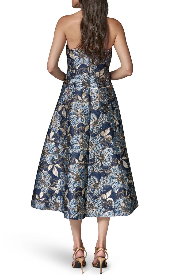 Strapless Jacquard Midi Dress, Alternate, color, NIGHTFALL