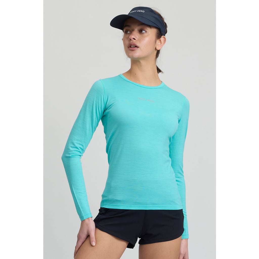Cozy Zero 100% Merino Lightweight Soft L/s Crew In Blue