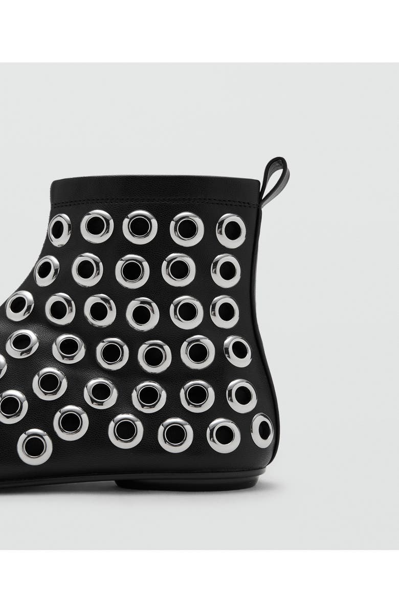 MANGO Faux Leather Ankle Boot with Eyelets, Alternate, color, Black