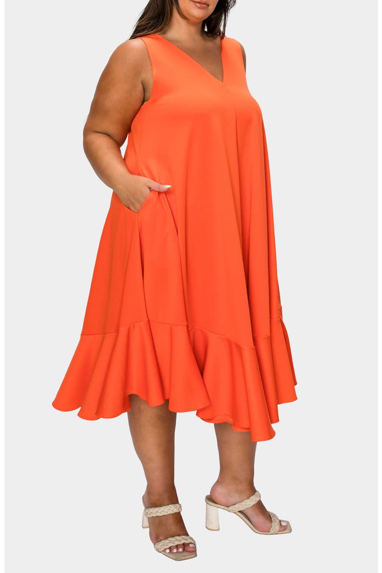 Simone Pocket Stretch Sleeveless A-Line Dress, Alternate, color, ORANGE