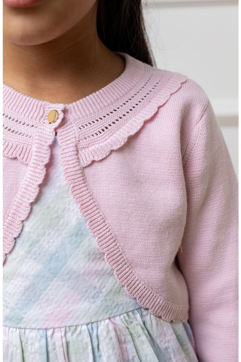 Baby Girls' Organic Cropped Special Cardigan, Infant, Alternate, color, Pale Pink Scallop