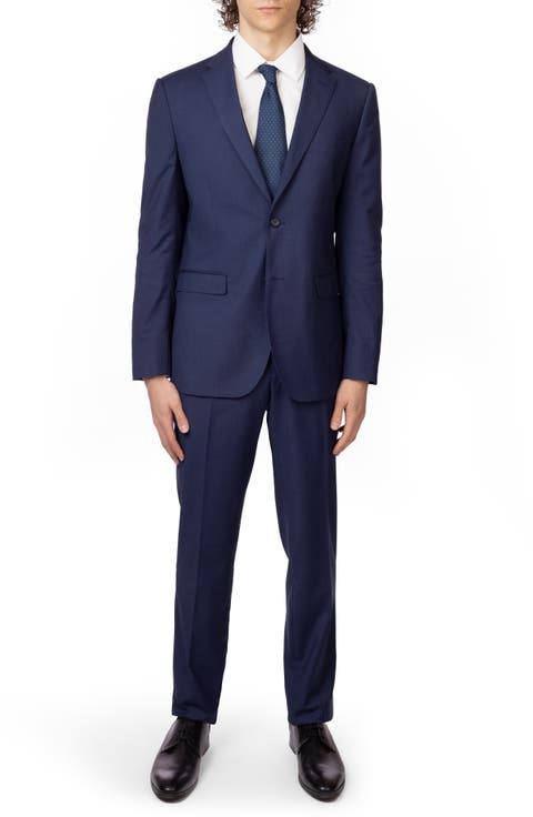 Navy Trim Fit Mélange Suit