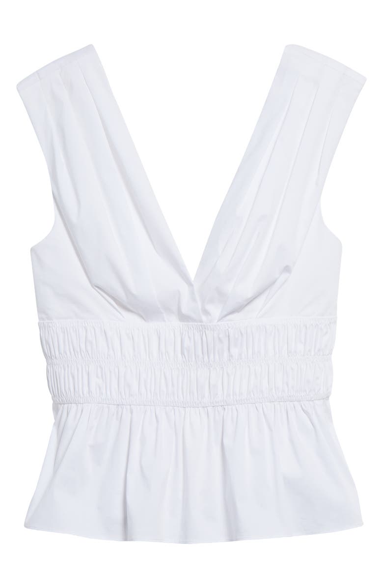 Veronica Beard Evra Sleeveless Smock Waist Peplum Top, Alternate, color, White