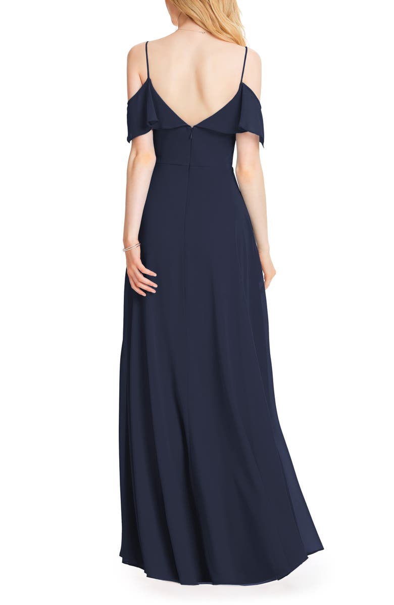 #Levkoff Ruffle Shoulder Chiffon Gown, Alternate, color, 