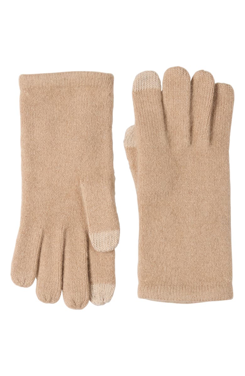 Sofia Cashmere Tech Cashmere Gloves, Main, color, Camel