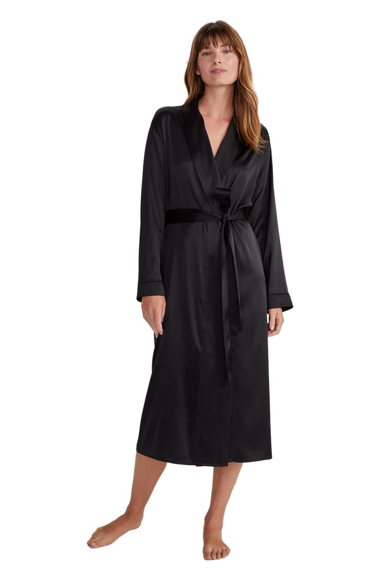 Haven Well Within Washable Silk Robe, Main, color, Black