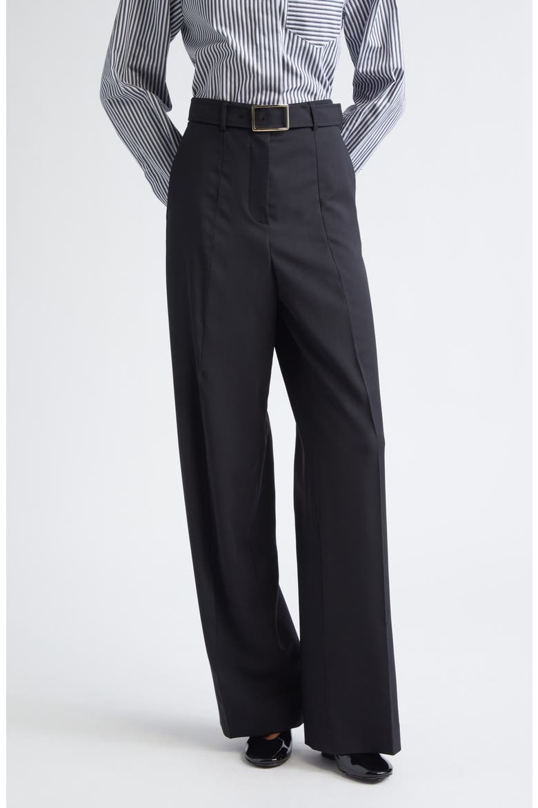 Abituro High Waist Wool Blend Wide Leg Pants, Main, color, BLACK