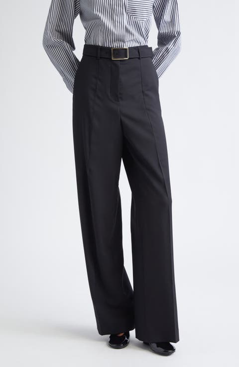 Abituro High Waist Wool Blend Wide Leg Pants