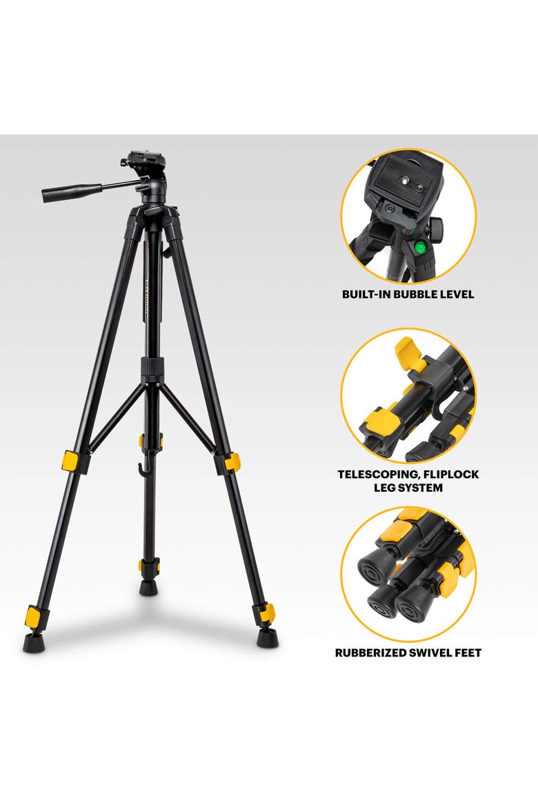 PhotoGear 62 Lightweight Tripod for Camera & Phone, Compact Travel Camera Tripod Stand, Alternate, color, Black