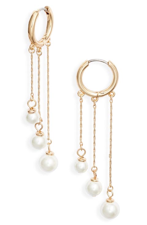 Graduated Faux Pearl Linear Drop Earrings