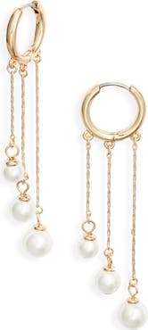 Nordstrom Graduated Faux Pearl Linear Drop Earrings