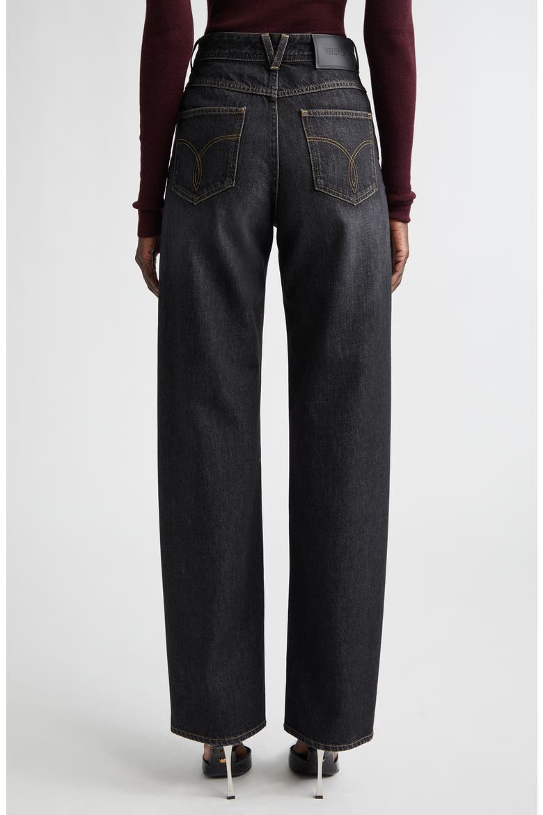Studded Straight Leg Jeans, Alternate, color, BLACK