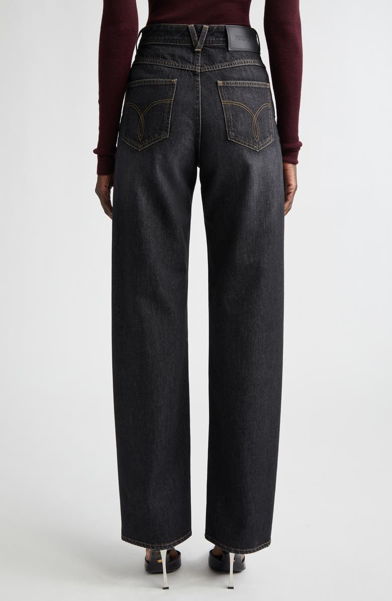 Versace Studded Straight Leg Jeans, Alternate, color, Black