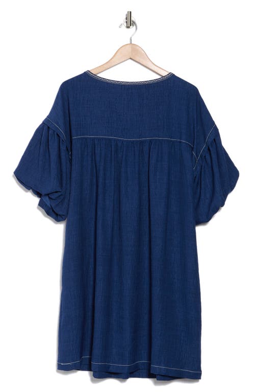 Max Studio Bubble Sleeve Mini Dress In Heather Cobalt