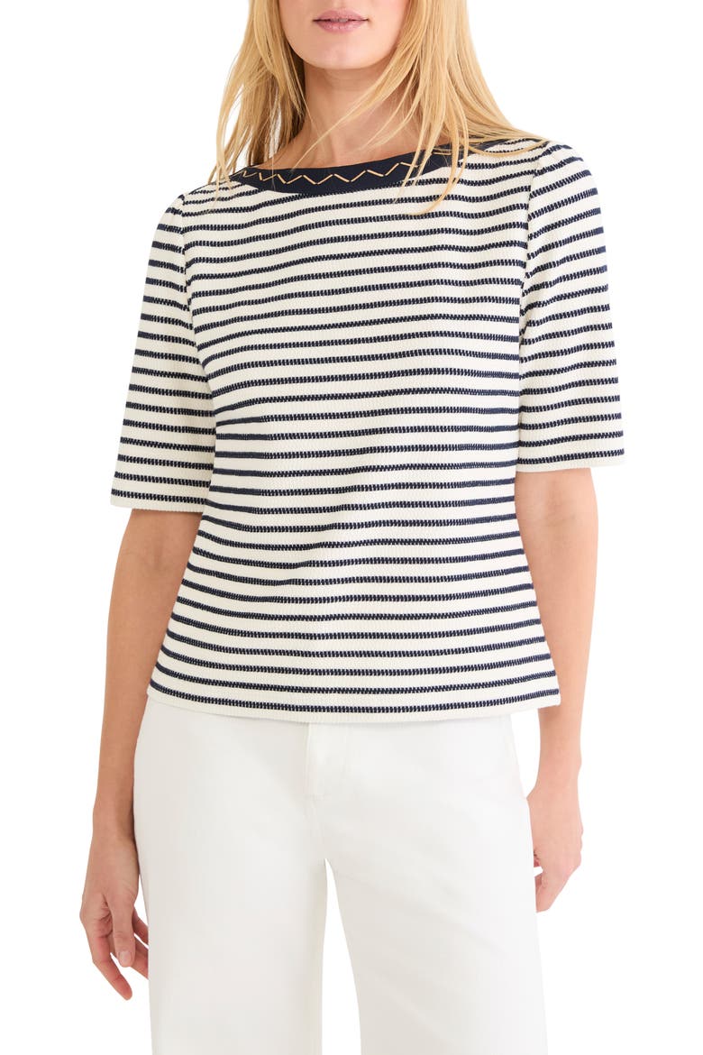 Embroidered Knit Top, Main, color, INDIGO MULTI