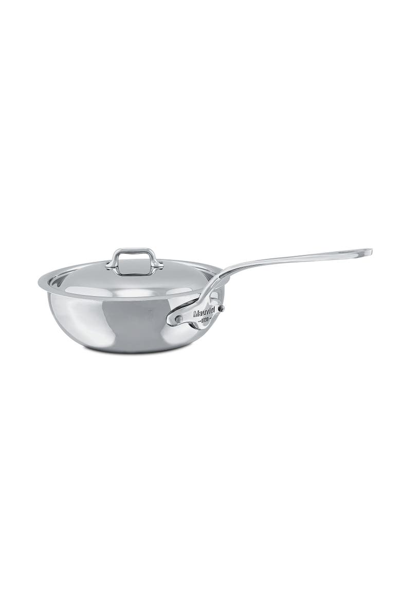 M'Cook 2.1 qt. Stainless Steel Curved Splayed Saute Pan with Lid, Alternate, color, Silver