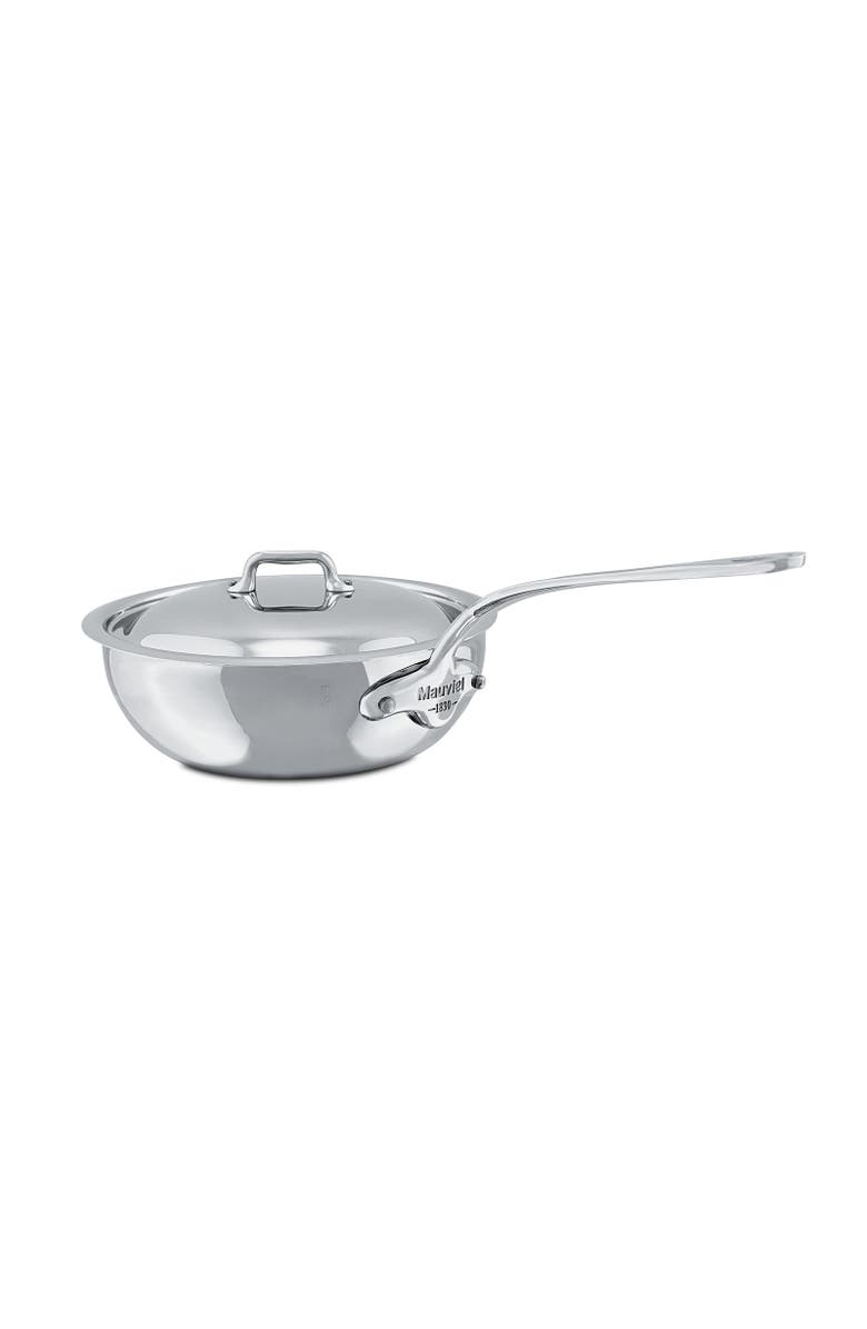Mauviel M'Cook 2.1 qt. Stainless Steel Curved Splayed Saute Pan with Lid, Alternate, color, Silver