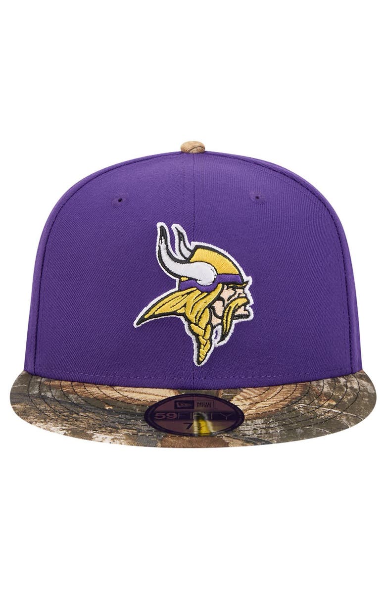 New Era Men's New Era Purple Minnesota Vikings Active Two-Tone Camo 59FIFTY Fitted Hat, Alternate, color, 