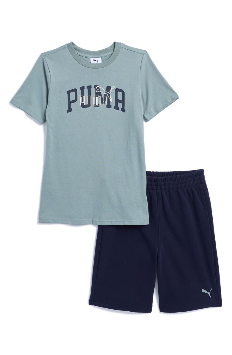 PUMA Kids' Graphic T-Shirt & Fleece Shorts Set, Main, color,