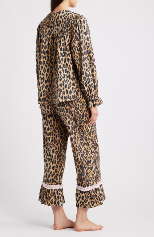 Damson Madder Felice Leopard Print Pajamas In Brown