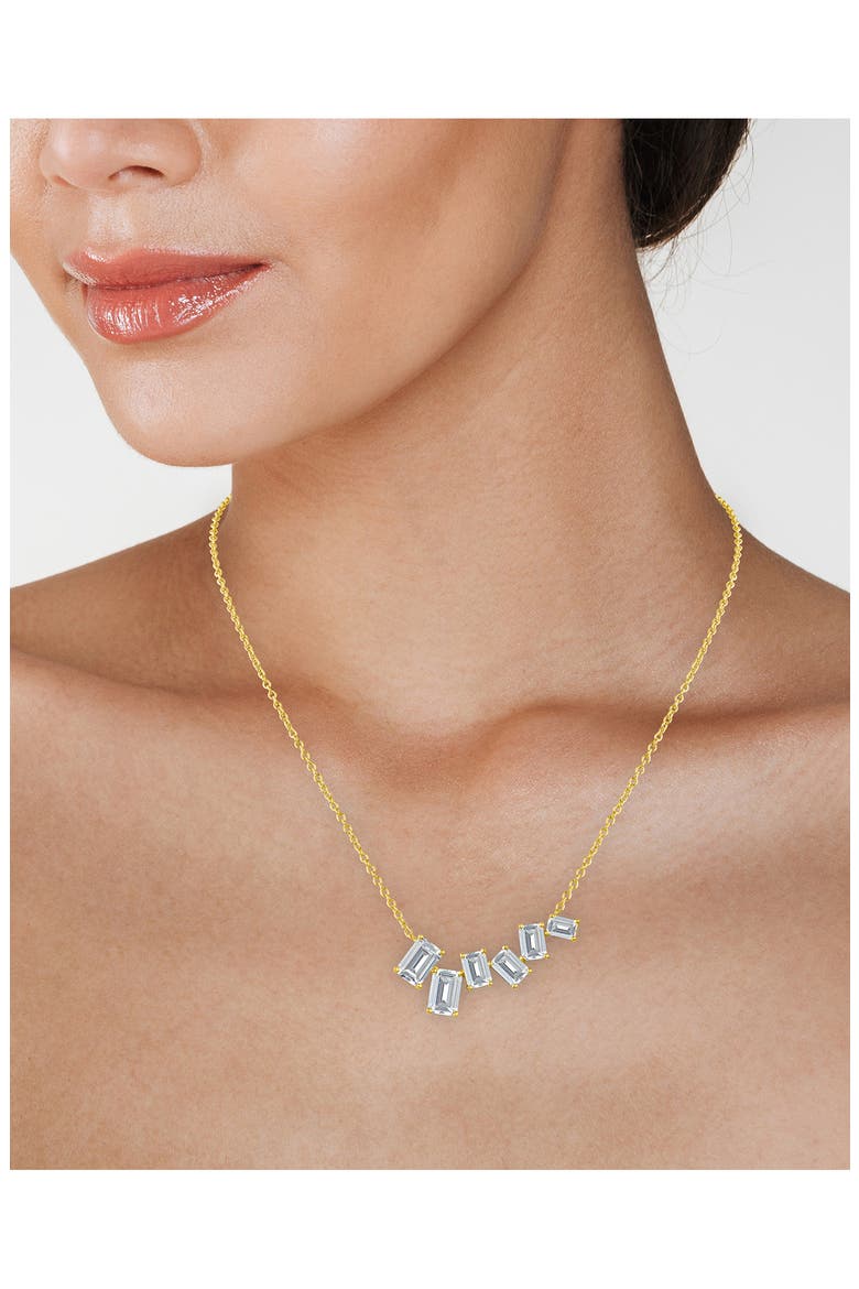 Scattered Emerald Cut Cubic Zirconia Pendant Necklace, Alternate, color, CLEAR GOLD