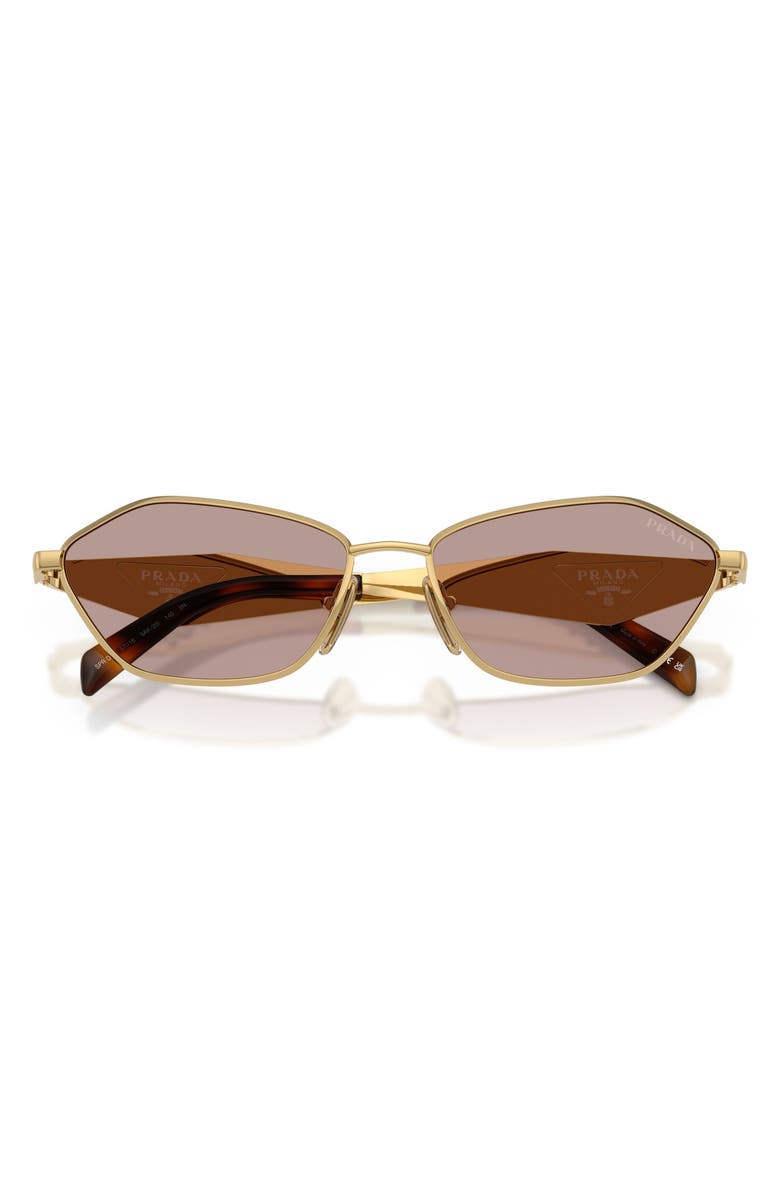 Prada 57mm Irregular Sunglasses, Alternate, color, Gold / Light Purple Brown